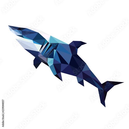 Colorful polygonal style design of blue shark
