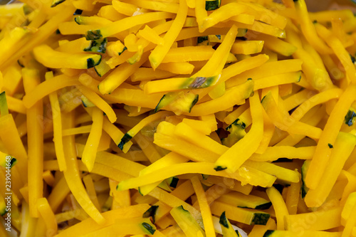 Pumpkin slices are a raw material for making Thai spicy pumpkin salad.