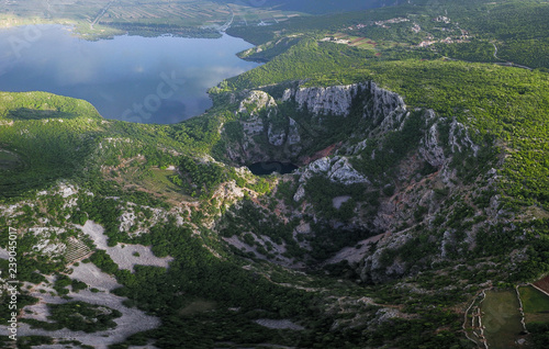 Red Lake (Crveno jezero) Blue Lake (Plavo jezero) and sourrounding lakes of Imotsko Polje, Croatia are sites of greatest landscape diversity of Europe.  photo