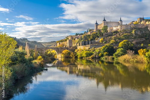 The Alcazar of Toledo from the Alcantara Bridge, Castile-La Mancha, Spain photo