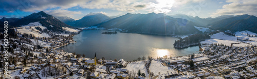Aerial View Lake Schliersee Winter, Germany