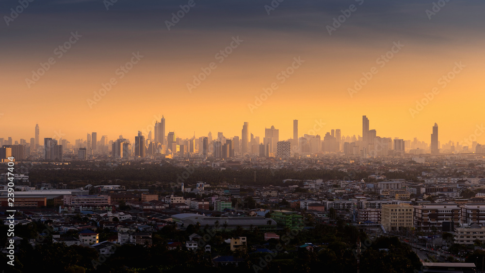 Fototapeta premium Bangkok city at sunrise, Thailand.