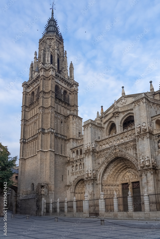 The Primate Cathedral of Saint Mary of Toledo, one of the three 13th-century High Gothic cathedrals in Spain and considered the magnum opus of the Spanish Gothic style