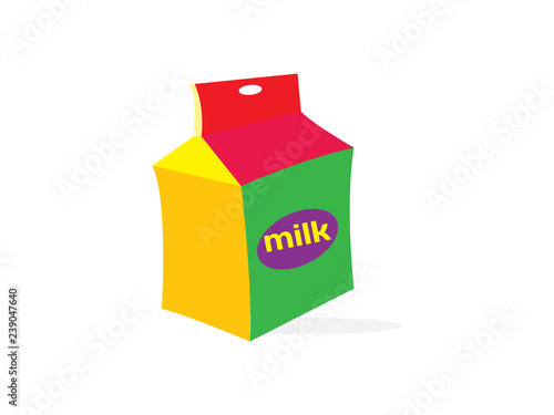 Milk packet isolated on white background. Vector illustration of carton pack. Paper box design for drink milk product. - Vector