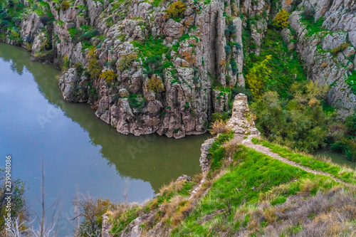 The river Tagus near the Puente de San Martín (St Martin's Bridge) in Toledo, Castile-La Mancha, Spain