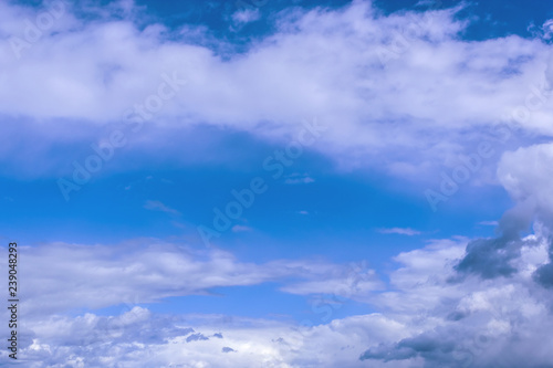 grey stormy clouds on blue sky background