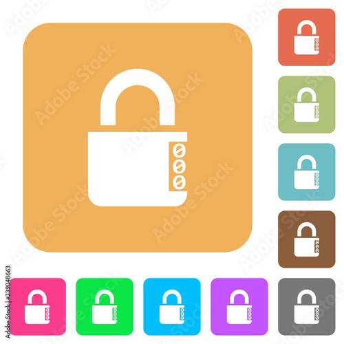 Locked combination lock with side numbers rounded square flat icons