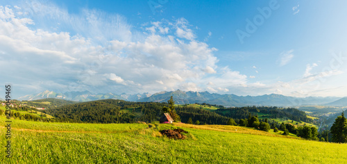 Fototapeta Naklejka Na Ścianę i Meble -  Summer mountain evening country landscape