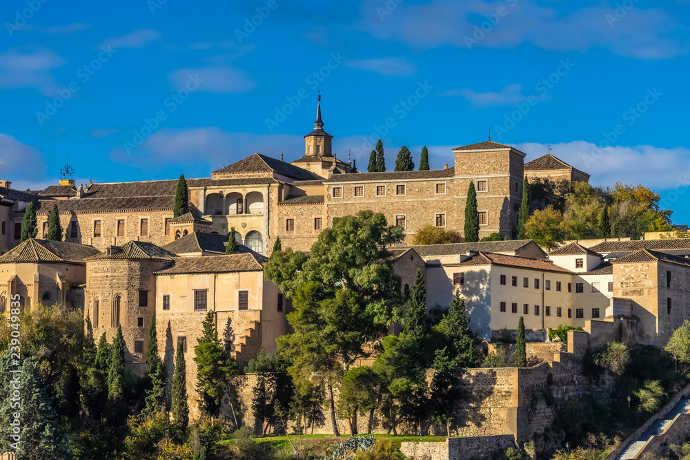Toledo Skyline with the museum of Santa Cruz in the background, a building of the 16th century of the city of Toledo, Spain. 