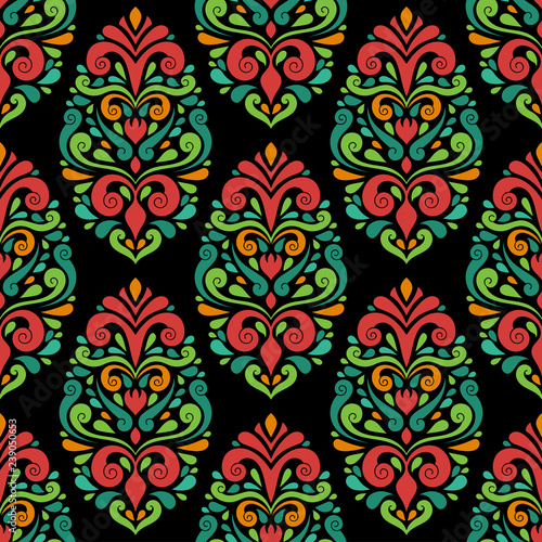 Floral seamless pattern. Folk ornament vector  vintage elements. Traditional  Turkish  Indian motifs. Great for fabric and textile  wallpaper  packaging or any desired idea.