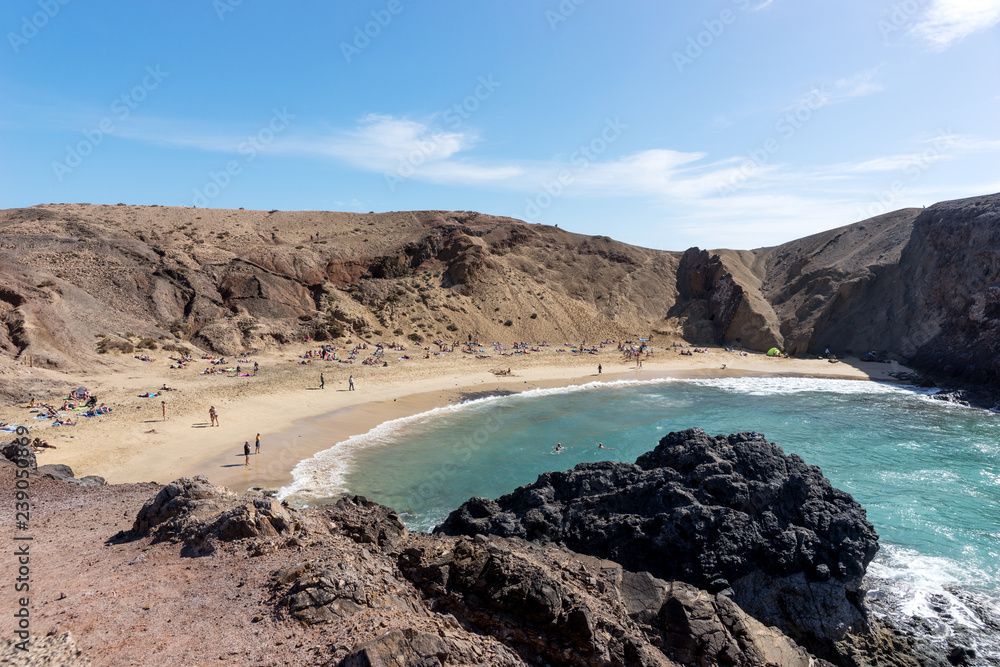 Beautiful beach Papagayo in Lanzarote, Canary islands of Spain