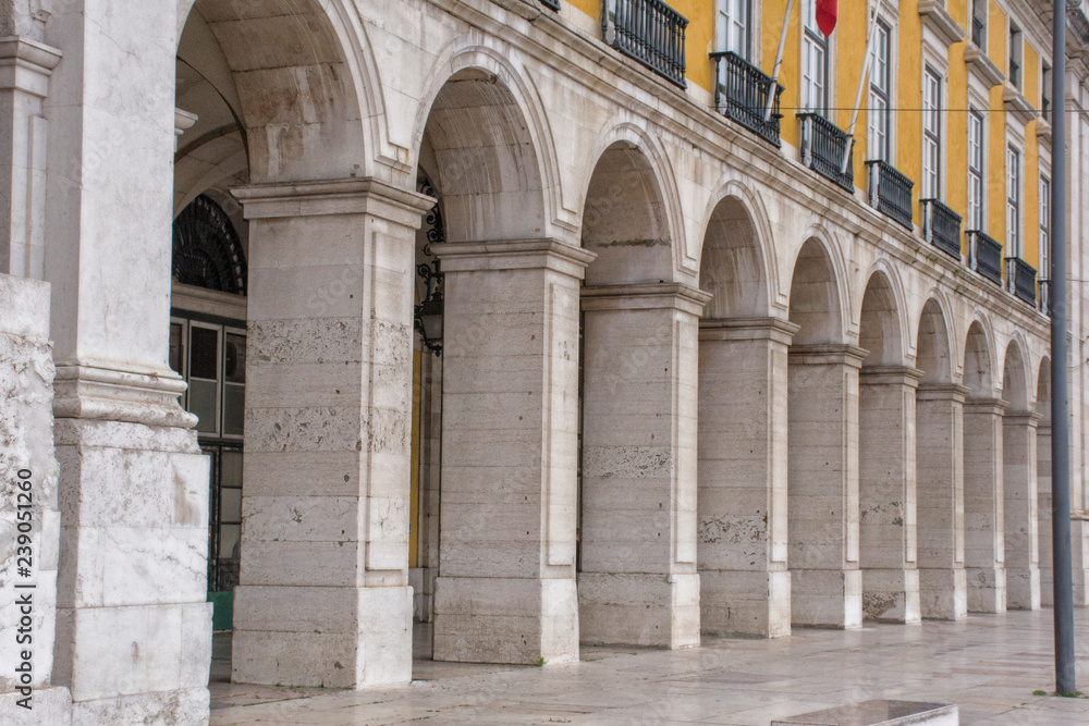 Columns Below the Arco do Triunfo, Lisbon, Portugal
