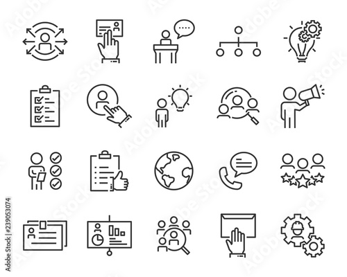 set of job seach icons ,such as work, career, traning, business, skill, meeting