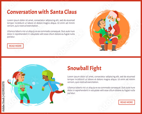Conversation with Santa and Snowball Fights Vector