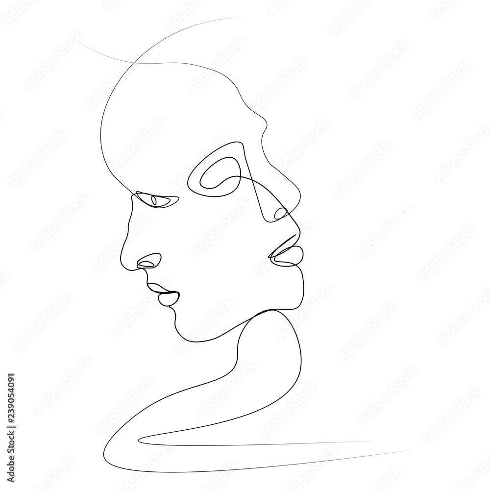 Abstract face one line