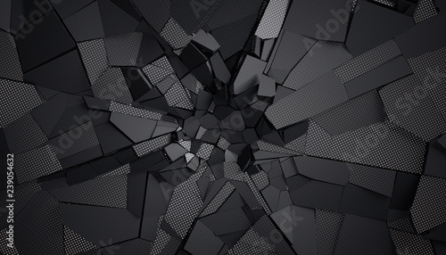 Fototapeta Naklejka Na Ścianę i Meble -  Abstract 3d rendering of cracked surface. Modern background design, wall destruction