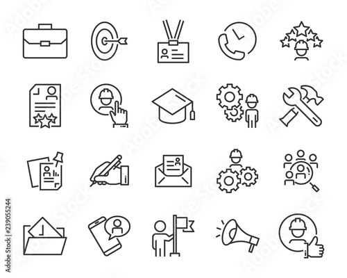 set of job seach icons ,such as work, career, traning, business, skill, meeting