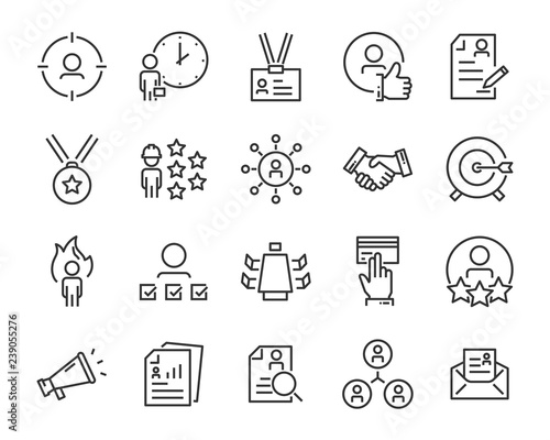 set of job seach icons ,such as work, career, traning, business, skill, meeting