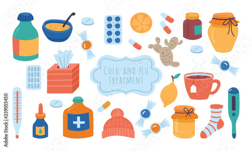 Cold flu and virus treatment concept.