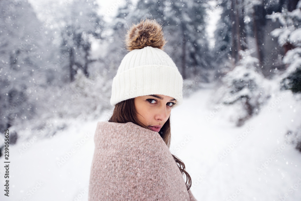 Portrait of pretty woman in winter clothes Portrait of pretty woman in winter clothes