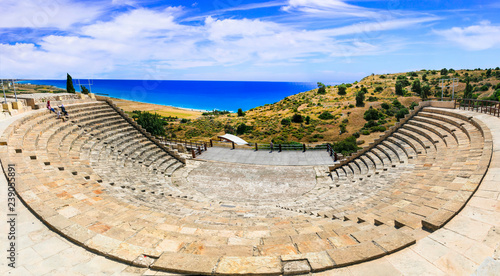 Принти на полотні Cyprus Kourion Ancient Theater 8K Panorama of Antique Roman Amphitheater and Rui