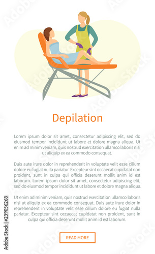 Depilation Poster Woman Lying on Cosmetician Chair