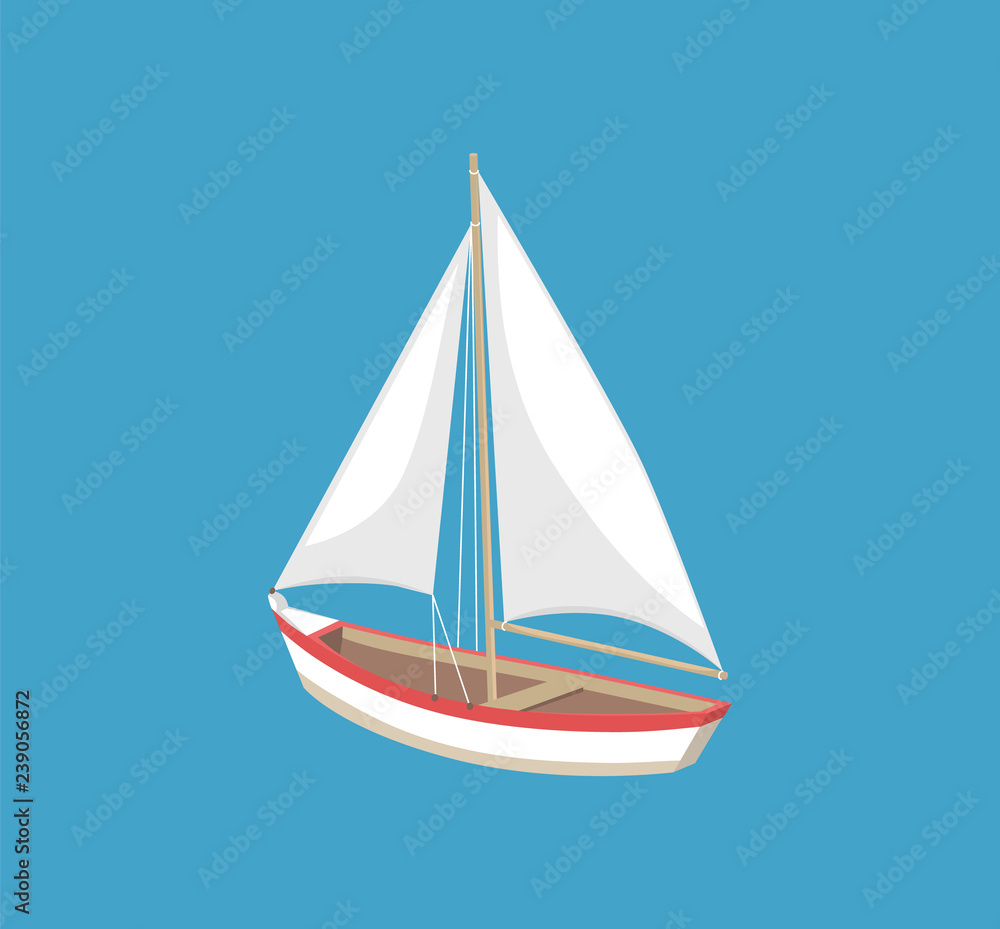 Sail Boat White Canvas Sailing Vector Illustration