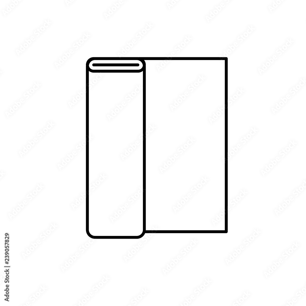Black & white vector illustration bolt of fabric. Line icon of textile roll. Sewing supplies. Isolated object Black & white vector illustration bolt of fabric. Line icon of textile roll. Sewing supplies. Isolated object