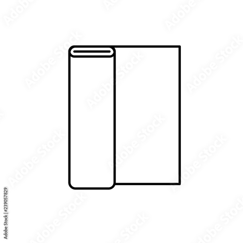 Black & white vector illustration bolt of fabric. Line icon of textile roll. Sewing supplies. Isolated object