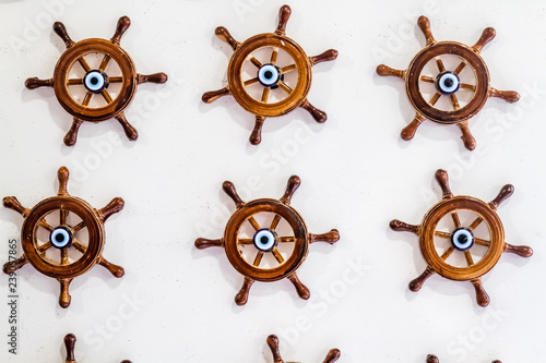 Old Sailors Rudder Wooden Fridge Magnets with Evil Eye photo