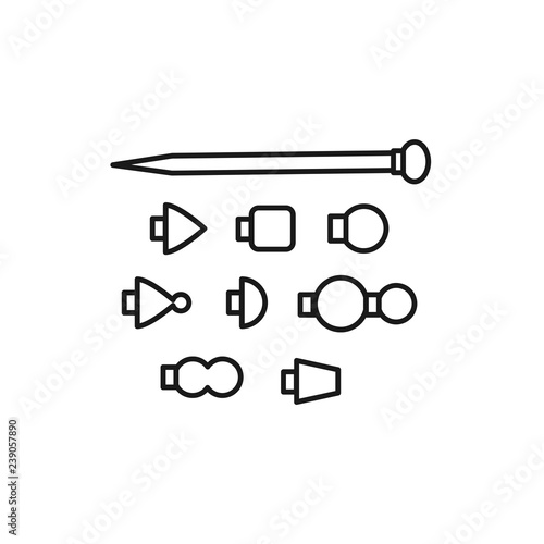 Stitch stopper. Knitting needle point protector. Vector line icon