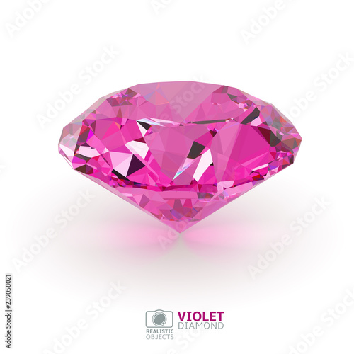 Obraz na płótnie Violet diamond. Realistic vector illustration w salonie