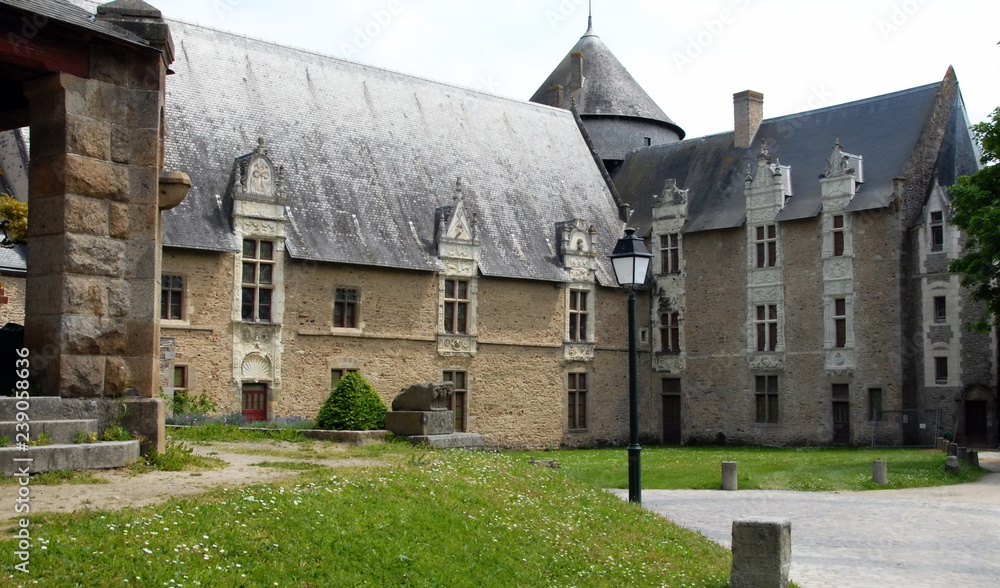 Ville de Laval, le château-Vieux (cour intérieure) département de la Mayenne, France