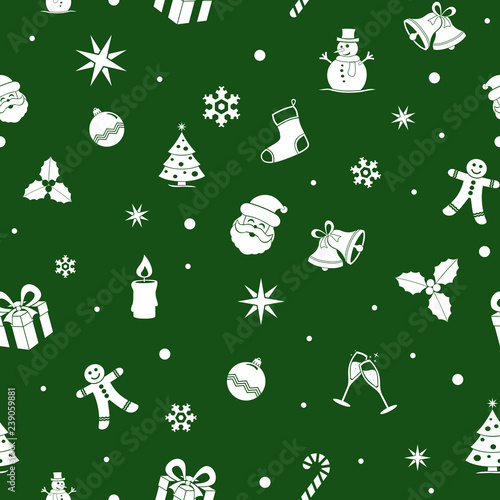 Christmas Seamless Background. Flat colors. Cartoon style monochromatic design