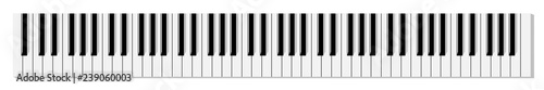 Top view of simplified flat monochrome piano keyboard.