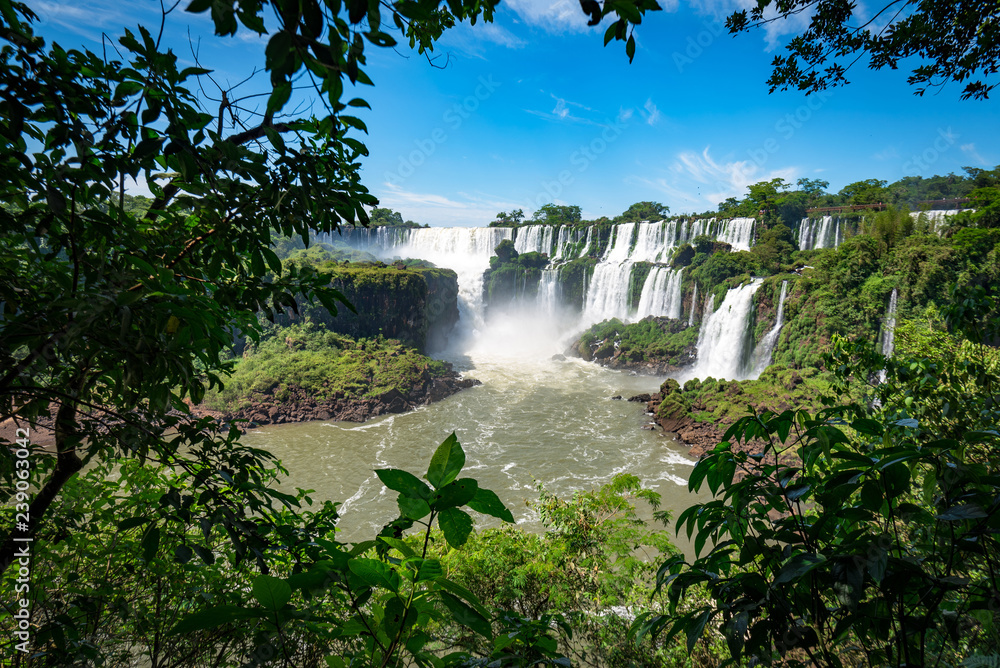 View of Iguazu Falls, One of the Seven New Wonders of Nature, in Brazil and Argentina