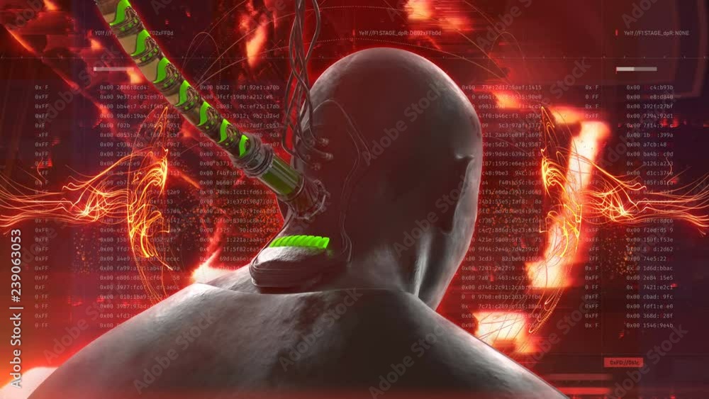 Video „Computer system, network controlling person. Futuristic human ...