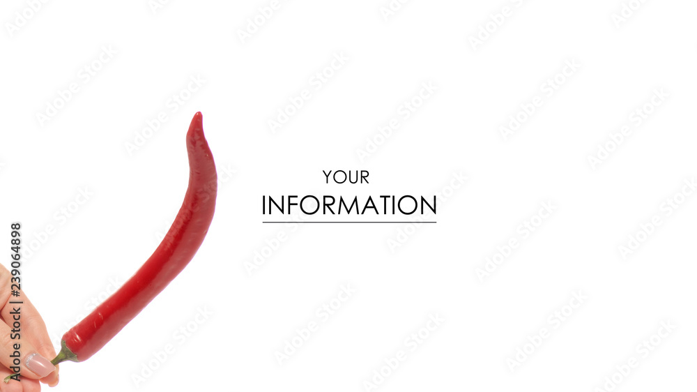 Red pepper chili in hand pattern on white background isolation Red pepper chili in hand pattern on white background isolation