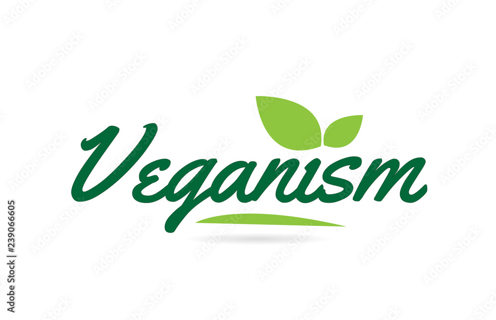 green leaf Veganism hand written word text for typography logo design green leaf Veganism hand written word text for typography logo design