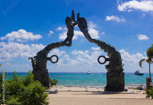 Bild auf Leinwand Sunny day  at Playa del Carmen, Mexico