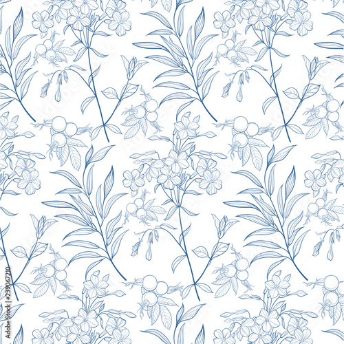 Summer Floral Pattern with Hydrangea Flowers