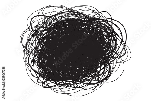 Chaos. Abstract tangled texture. Random chaotic lines. Hand drawn dinamic scrawls. Black and white illustration. Background with lines. Universal pattern. Art creation