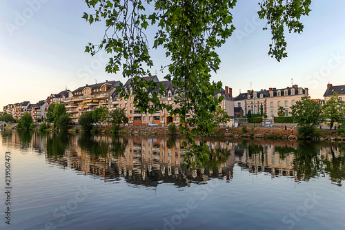  Banks of the Mayenne river, City of Laval, Mayenne, Pays de Loire, France. August 5, 2018