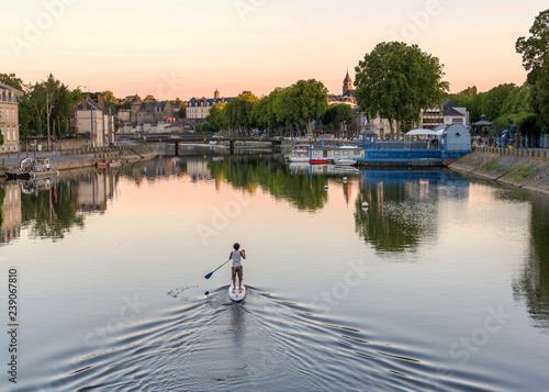  Banks of the Mayenne river, City of Laval, Mayenne, Pays de Loire, France. August 5, 2018