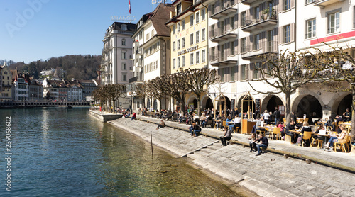 View of Luzern Switzerland with Lake