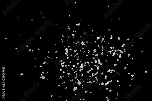 Crumbled styrofoam isolated on black background, top view, clipping path © dule964