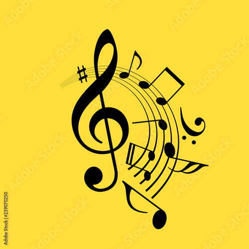 Music notes swirl vector icon
