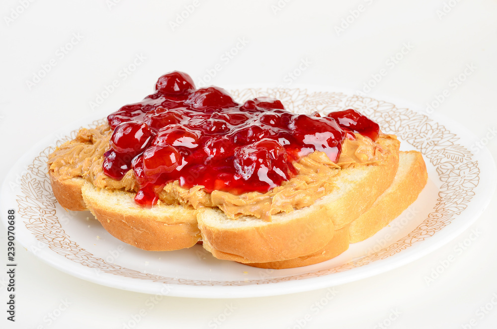 Cherry Preserves and Crunchy Peanut Butter Sandwich Cherry Preserves and Crunchy Peanut Butter Sandwich