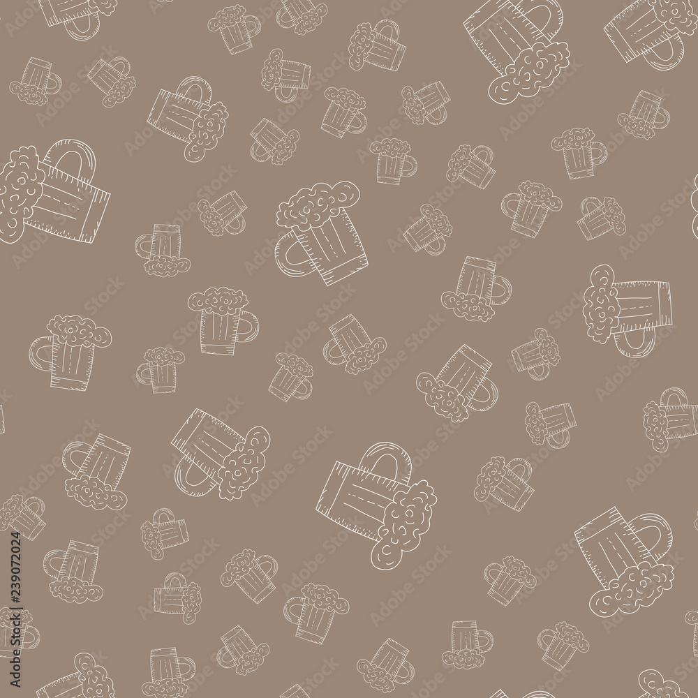 Seamless pattern with mug of beer Seamless pattern with mug of beer