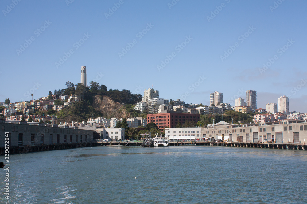View of San Fransisco Harbour with Coit Tower in Background